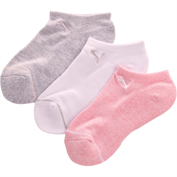 Girls' 1/2 Terry No Show Socks [3 Pack], PASTEL COMBO, extralarge